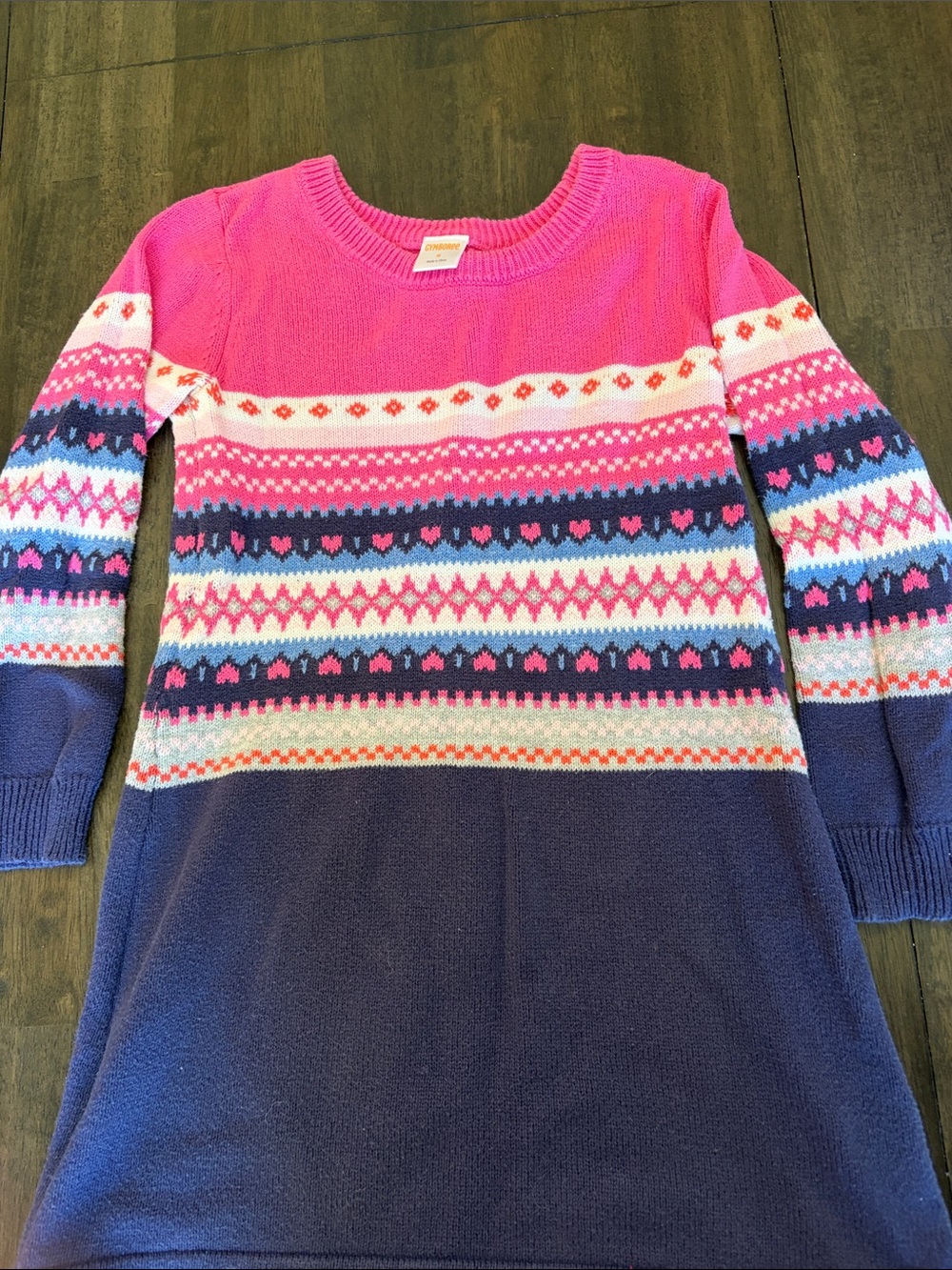 Gymboree Pink and Navy Fair Isle Knit Dress